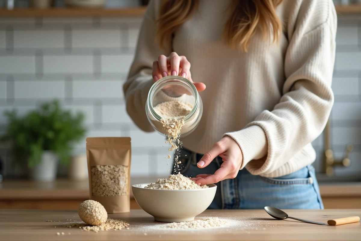Jeune femme préparant le petit déjeuner dans une cuisine lumineuse